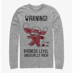 Hot Sale 😉 Disney Lilo & Stitch Warning Drawing Sitch Long-Sleeve T-Shirt 🤩