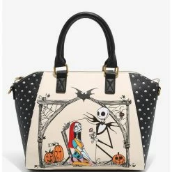 Flash Sale ❤️ Loungefly The Nightmare Before ❤️ Christmas Jack & Sally Pumpkin Graveyard Satchel Bag 🎉