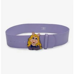Best Pirce 😍 Disney The Muppets Miss Piggy Glitter Enamel Buckle Vegan Leather Belt 👍