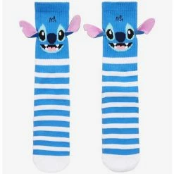 Brand new ⌛ Disney Lilo & Stitch Stripe 3D Stitch Crew Socks 🔔