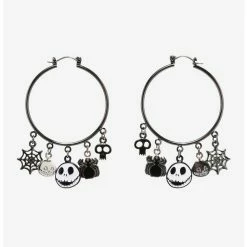 Cheapest ✔️ The Nightmare Before Christmas Jack Charms Hoop Earrings ❤️