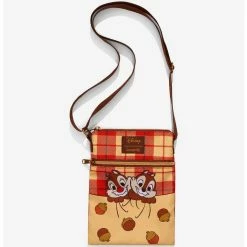 Cheap 🧨 Loungefly Disney Chip 'N' Dale Acorn Plaid Passport Crossbody Bag ⌛