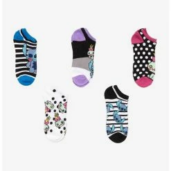 Brand new 🧨 Disney Lilo & Stitch Chibi Scrump & Stitch No-Show Socks 5 Pair 🎉