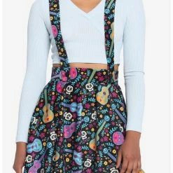 Cheap π Disney Pixar Coco Sugar Skull & Guitar Velvet Suspender Skirt π