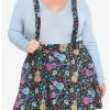 Best Sale 🔔 Disney Pixar Coco Sugar Skull & Guitar Velvet Suspender Skirt Plus Size 🎉