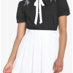 Best Pirce βοΈ Her Universe Disney π₯° Halloween Bat Wing Collar Girls Woven Button-Up β¨