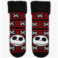 Best Pirce ✨ The Nightmare Before Christmas Jack Holiday Stripe Cozy Slipper Socks ⌛