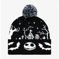 Budget ✨ The Nightmare Before 🎉 Christmas Jack Graveyard Pom Beanie ❤️