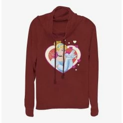 New 🎉 Disney Cinderella Hearts Girls Cowl Neck Long Sleeve Top ✨