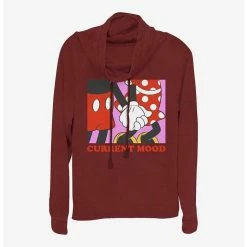 Coupon 😀 Disney Minnie Mouse Current Mood Girls Cowl Neck Long Sleeve Top 😀