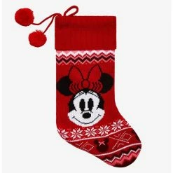 New 🎉 Disney Minnie Mouse Knit Stocking Hot Topic Exclusive 🛒
