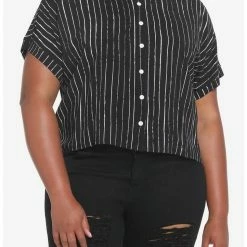 Buy 🥰 The Nightmare Before Christmas Jack Pinstripe Girls Woven Button-Up Plus Size 👏