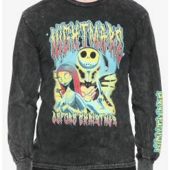 Wholesale β¨ The Nightmare Before π― Christmas Metal Dark Wash Long-Sleeve T-Shirt π