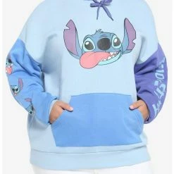Coupon 😀 Disney Lilo & Stitch Color-Block Girls Hoodie Plus Size 🤩