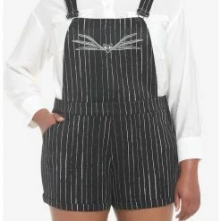Coupon 🔥 The Nightmare Before ❄ Christmas Jack Pinstripe Shortalls Plus Size ⭐