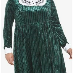 Cheapest ⌛ Her Universe Disney The Haunted Mansion Ghost Host Velvet Long-Sleeve ⌛ Dress Plus Size 🌟