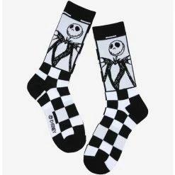 Flash Sale 👍 The Nightmare Before Christmas Jack Checkered Crew Socks 👍