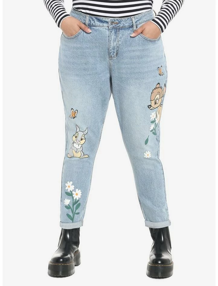 Budget ✔️ Disney Bambi & Thumper Mom Jeans Plus Size ✨ 1 Budget ✔️ Disney Bambi & Thumper Mom Jeans Plus Size ✨