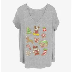 Discount 🎁 Disney Mickey Mouse Christmas Cookies 😍 Girls T-Shirt Plus Size ⌛
