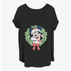 Best Sale 🛒 Disney Mickey Mouse Mickey ❄ Christmas Wreath Girls T-Shirt Plus Size ✨