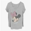 Wholesale 🥰 Disney Minnie Mouse Minnie Big Face Distressed Girls T-Shirt Plus Size ❤️