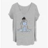 Deals ⌛ Disney Winnie The Pooh Basic Sketch Eeyore 🔔 Girls T-Shirt Plus Size 😍
