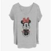 Promo 🌟 Disney Minnie Mouse Sitting Minnie Sketch 🛒 Girls T-Shirt Plus Size ❤️