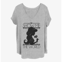 Best Pirce 🎁 Disney Aladdin Jasmine Show Me The World Girls T-Shirt Plus Size ❤️
