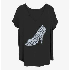 Coupon 🥰 Disney Cinderella Engraved Slipper Girls T-Shirt Plus Size 👏