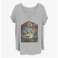 Promo 🔔 Disney Beauty and the Beast Glass Beauty 😍 Girls T-Shirt Plus Size ❤️