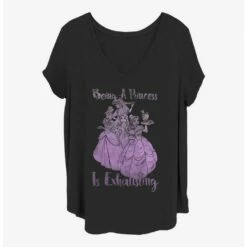 Discount 🥰 Disney Princesses Exhausted 👍 Girls T-Shirt Plus Size ✔️