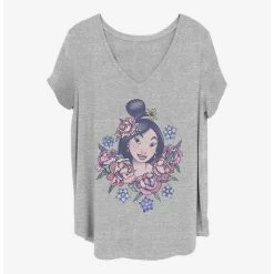 Best Pirce ✨ Disney Mulan Floral Mulan ⌛ Girls T-Shirt Plus Size ✨