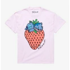 Flash Sale ❤️ Disney Stitch Strawberry Ohana Boyfriend Fit 🥰 Girls T-Shirt ✔️