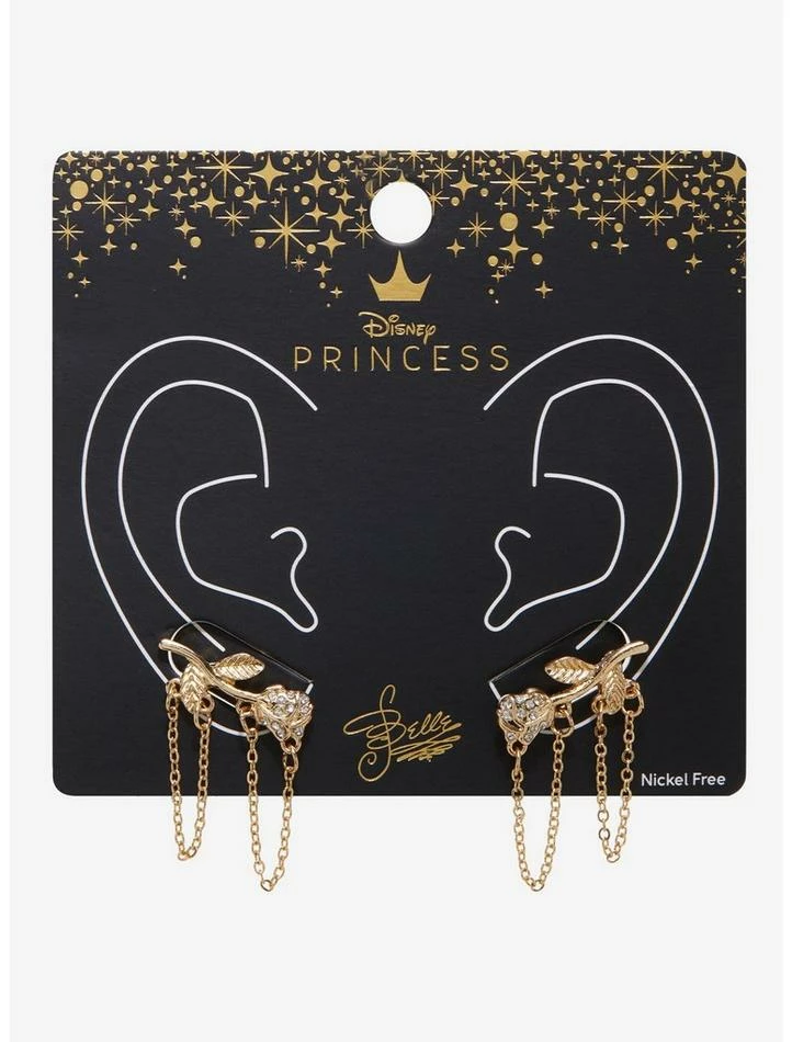 Promo ❤️ Disney Beauty And The Beast Rose Chain Stud Earrings ❤️ 2 Promo ❤️ Disney Beauty And The Beast Rose Chain Stud Earrings ❤️ - Image 2