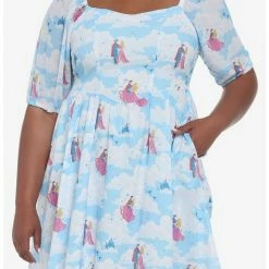 Best Pirce 🧨 Disney Sleeping Beauty Clouds Long-Sleeve Dress Plus Size 🛒