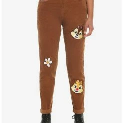 Best Pirce π₯° Disney Chip 'N' Dale Embroidered Corduroy Mom Jeans π