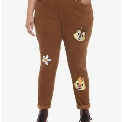 Discount β€οΈ Disney Chip 'N' Dale Embroidered Corduroy Mom Jeans Plus Size π₯°