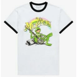 New 🤩  The Muppets Kermit Rainbow 🧨  Girls Ringer T-Shirt ⌛