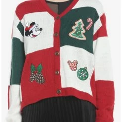 New ⭐ Her Universe Disney Holiday Mickey Mouse Patchwork Girls Cardigan 😍