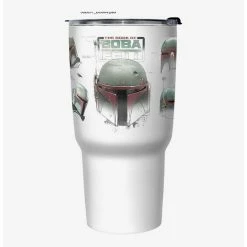 Wholesale 🛒 Star Wars The Book of Boba Fett Helmet Schematics White Stainless Steel Travel Mug 🥰