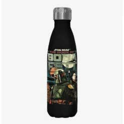 Hot Sale 😀 Star Wars The Book of Boba Fett Bounty Buddies Black Stainless Steel Water Bottle 🎉