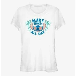 New 😍 Disney Lilo & Stitch Make Waves All Day Girls T-Shirt 🛒