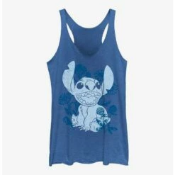 Best Pirce ✨ Disney Lilo & Stitch Floral Sketch 💯 Girls Tank ✔️