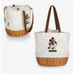Cheapest ❤️ Disney Mickey Mouse NFL Cleveland Browns Canvas Willow Basket Tote ⭐ -Dressup Outfits Shop 19831705 av4