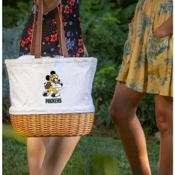 Discount ❤️ Disney Mickey Mouse NFL Green Bay Packers Canvas Willow Basket Tote ⌛ -Dressup Outfits Shop 19831737 av3