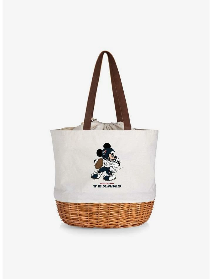 Promo ⭐ Disney Mickey Mouse NFL Houston Texans Canvas Willow Basket Tote ✨ 1 Promo ⭐ Disney Mickey Mouse NFL Houston Texans Canvas Willow Basket Tote ✨