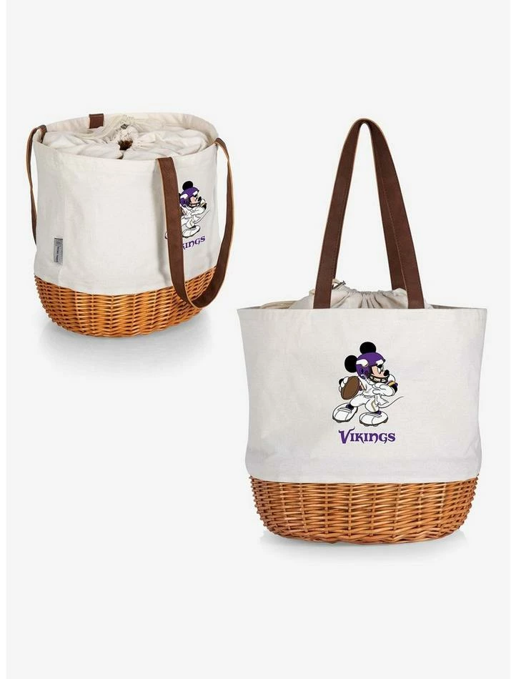 Buy ❤️ Disney Mickey Mouse NFL Minnesota Vikings Canvas Willow Basket Tote ✔️ 5 Buy ❤️ Disney Mickey Mouse NFL Minnesota Vikings Canvas Willow Basket Tote ✔️ - Image 5