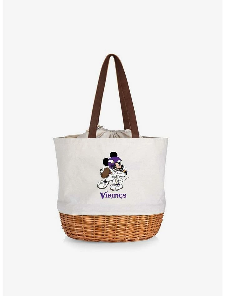 Buy ❤️ Disney Mickey Mouse NFL Minnesota Vikings Canvas Willow Basket Tote ✔️ 1 Buy ❤️ Disney Mickey Mouse NFL Minnesota Vikings Canvas Willow Basket Tote ✔️