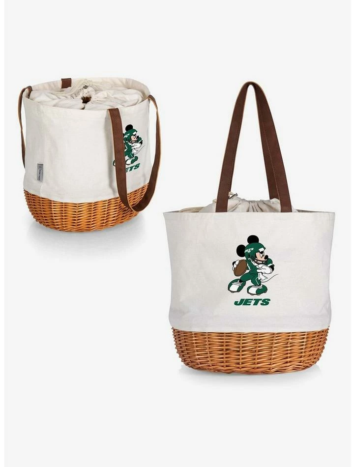 Outlet 🔔 Disney Mickey Mouse NFL New York Jets Canvas Willow Basket Tote ✨ 5 Outlet 🔔 Disney Mickey Mouse NFL New York Jets Canvas Willow Basket Tote ✨ - Image 5