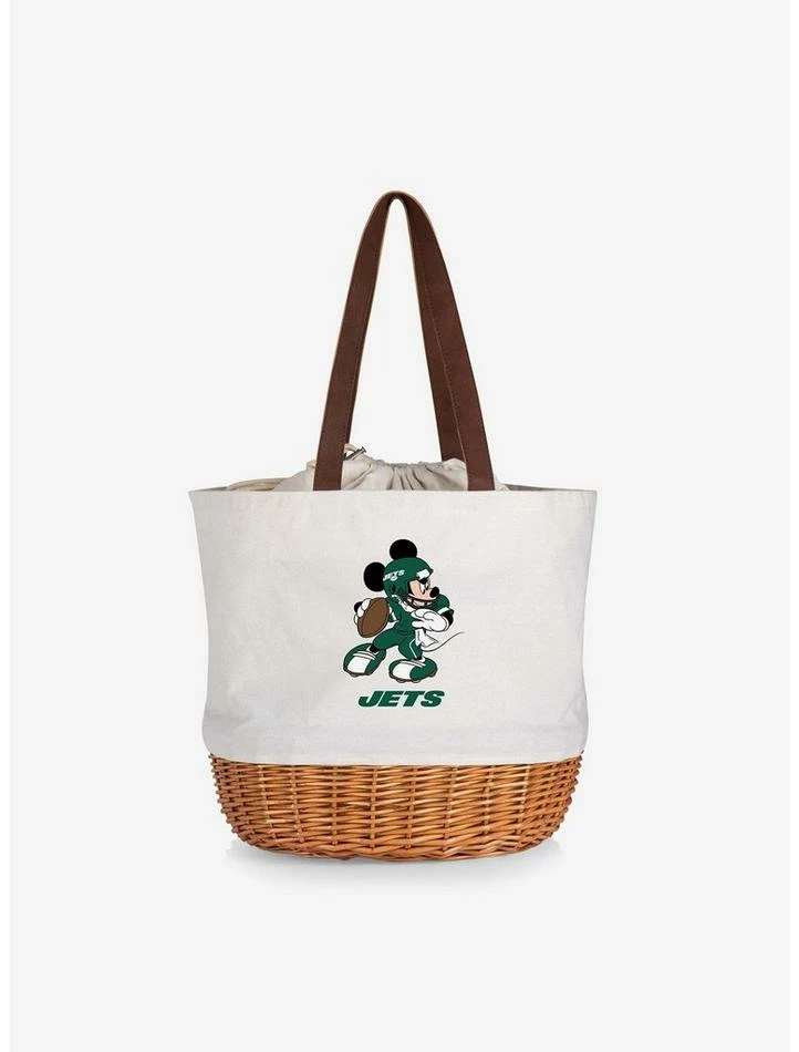 Outlet 🔔 Disney Mickey Mouse NFL New York Jets Canvas Willow Basket Tote ✨ 1 Outlet 🔔 Disney Mickey Mouse NFL New York Jets Canvas Willow Basket Tote ✨